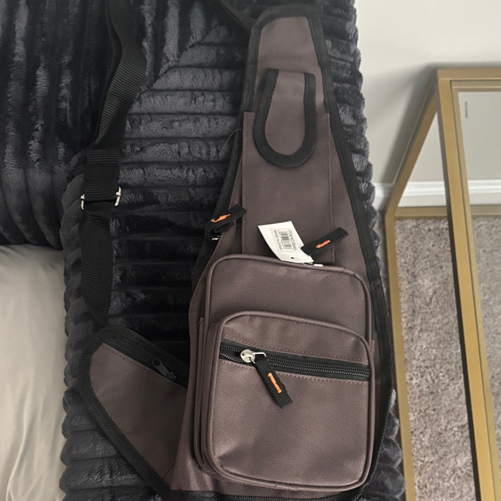 Stylish Gray Belt Bag with Black Accents
